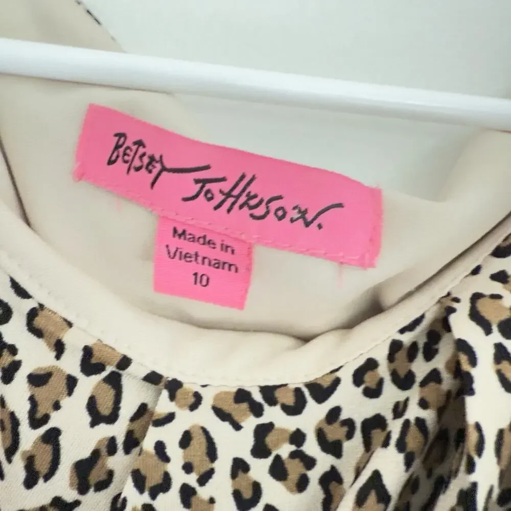Betsy‎ Johnson Leopard Print Sleeveless Ruched Dress Women’s 10 Y2K 2010s Party